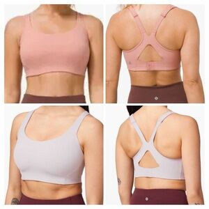 lululemon athletica 2 All Powered Up Bras Blush and Lilac Sports Bra bundle 36E